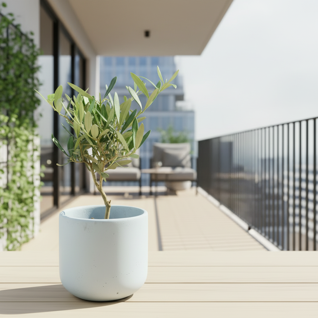 Firefly_Ta roślina ze zdjęcia ma znajdować się na nowoczesnym balkonie. Jest to mała sadzonka 135225